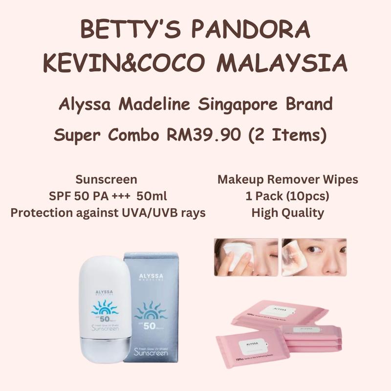 Alyssa Madeline Singapore Sunscreen Makeup Remover Wipes Combo 2in1