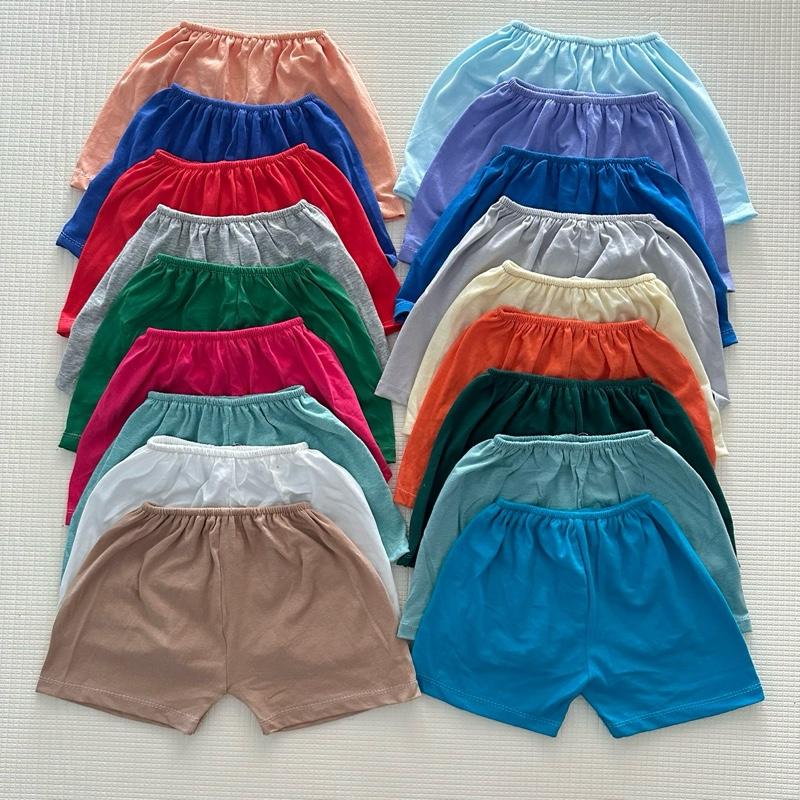 Combo 20 quần đùi lai trơn chất cotton cho bé trai và bé gái , size 3-17kg