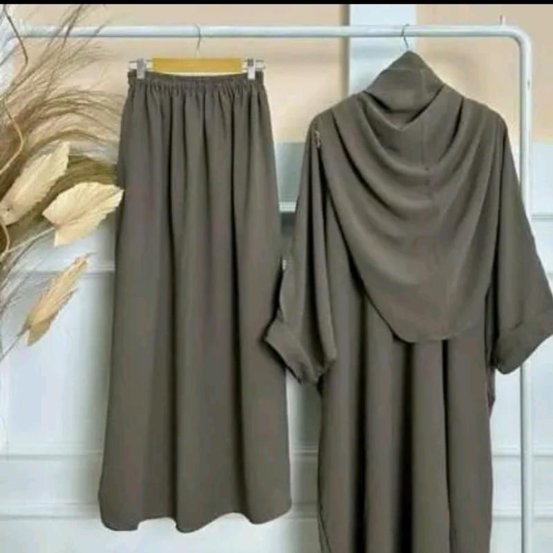 Yumna Set Rok Tunik Syar'i Kerudung Pasmina Oval Wanita One Set Tunik Melayu Bahan Cringckle Air Flow 6