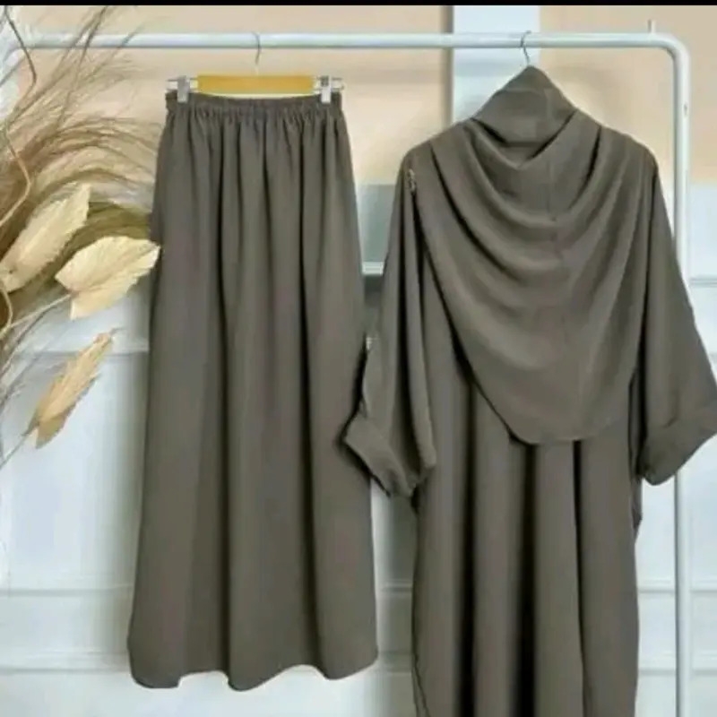 Yumna Set Rok Tunik Syar'i Kerudung Pasmina Oval Wanita One Set Tunik Melayu Bahan Cringckle Air Flow 6