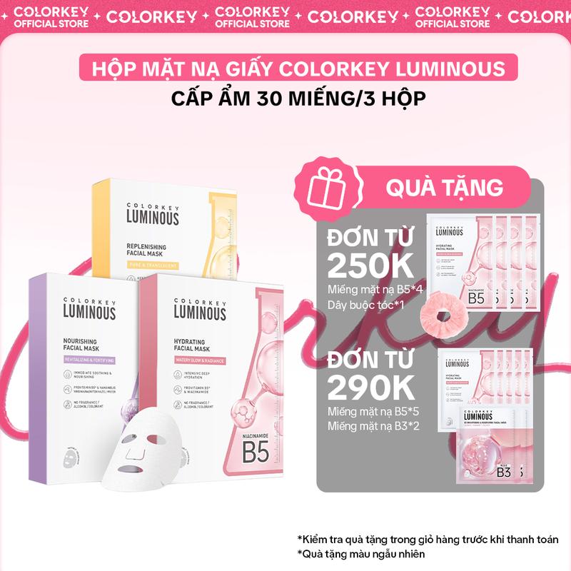[DEAL HOT] COMBO 3 HỘP Mặt Nạ Giấy COLORKEY LUMINOUS Hỗ Trợ Cấp Ẩm Da 10 miếng/hộp - KCL1L3