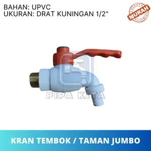 Keran Air Tembok Jumbo 1/2 Inch PVC Kran Taman Plastik Engkol