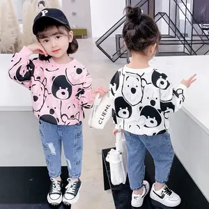 BAJU ANAK PEREMPUAN SWEATER BEAR FULLPRINT BAHAN ADEM KIKINIAN