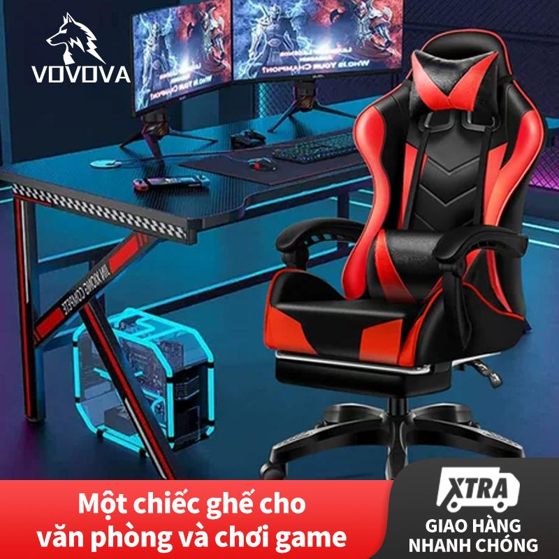 Ghế gaming VOVOVA ghế máy tính ghế văn phòng ghế ngồi thoải mái cho gia đình ghế xoay cho ký túc xá ghế văn phòng có gối tựa đầu và để chân tựa lưng 135 độ.