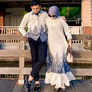 Good Ethnic - Gamis Karina Set Couple Tenun  Baju Kondangan Sarimbit Setelan Pesta Lebaran Dress