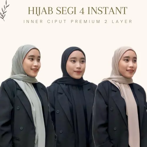 Hijab Segi4 Instant + Inner Ciput Premium 2 Layer