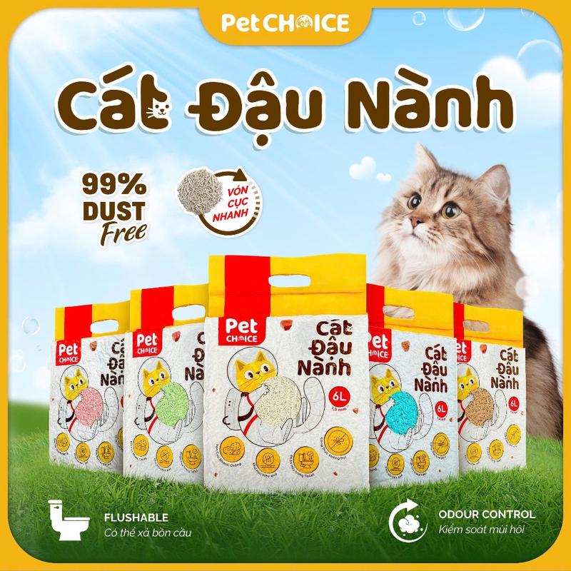 Cát vệ sinh cho mèo, cát đậu nành hữu cơ dành cho thú cưng PetChoice 2KG không…