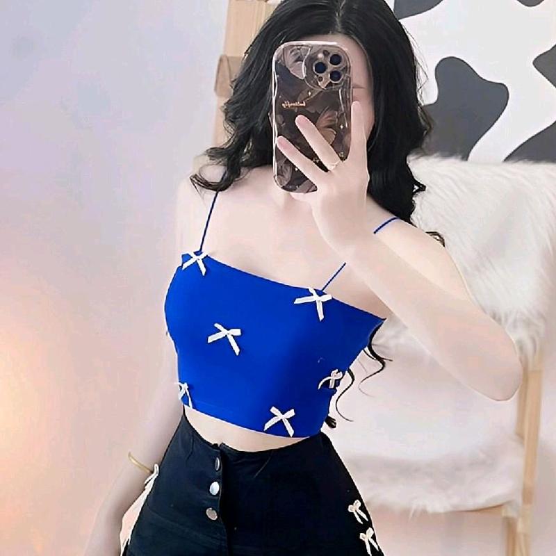 Áo Tank Top 2 Dây Gân Tròn Cổ Vuông Dáng Ngắn Form Croptop Ôm Body Nữ, Đính Phụ Kiện Nơ (Nhiều Màu) Áo Tank Top Ôm Body Nữ Áo Kiểu Xinh Đẹp In Hình Độc Lạ Đi Biển Đang Hot 2025 Mặc Hè Mặc Nhà Mặc Đi Chơi Thoải Mái