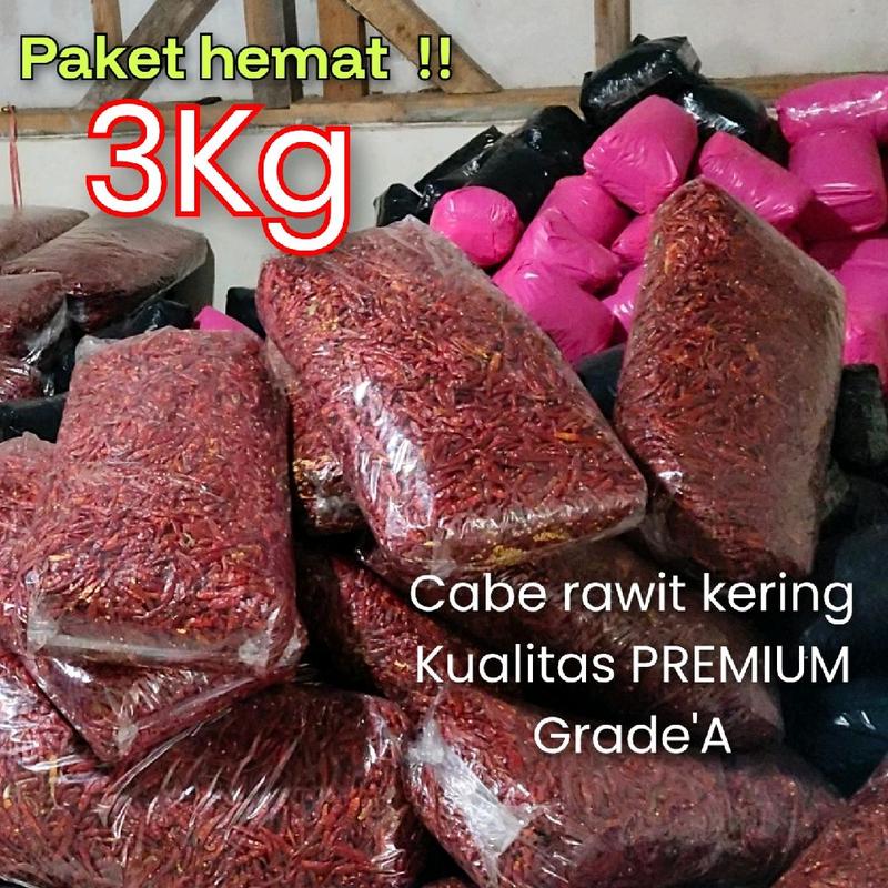 (3KG) CABE RAWIT TEJA KERING MURAH Alami Pedas Spices  Cabai 1