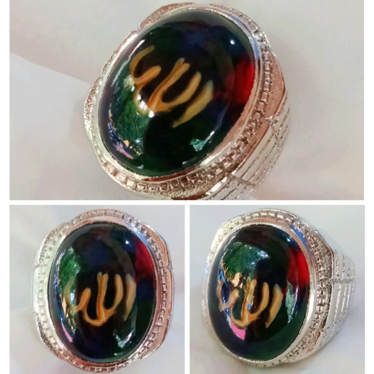 Cincin Batu Akik Lapaz Pancawarna Top Quality istimewa Laki-laki