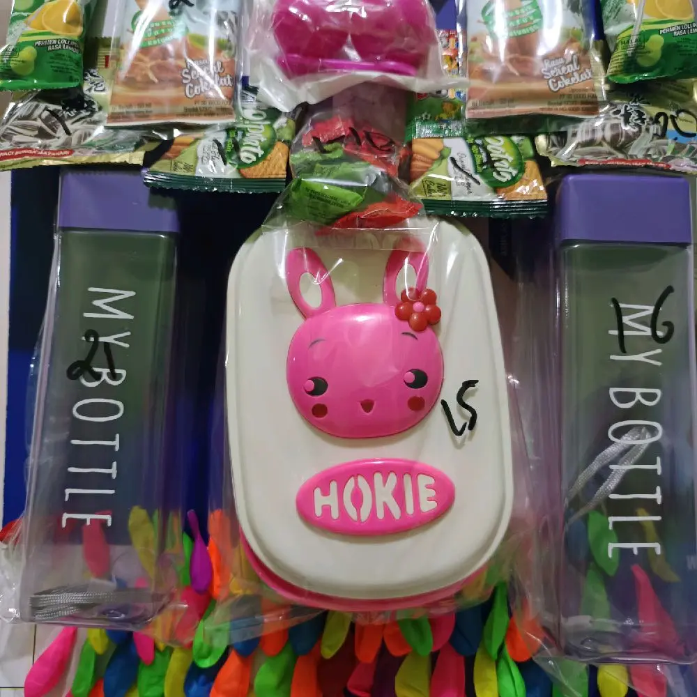 cabut balon isi 100pcs dengan tempat makan my botle