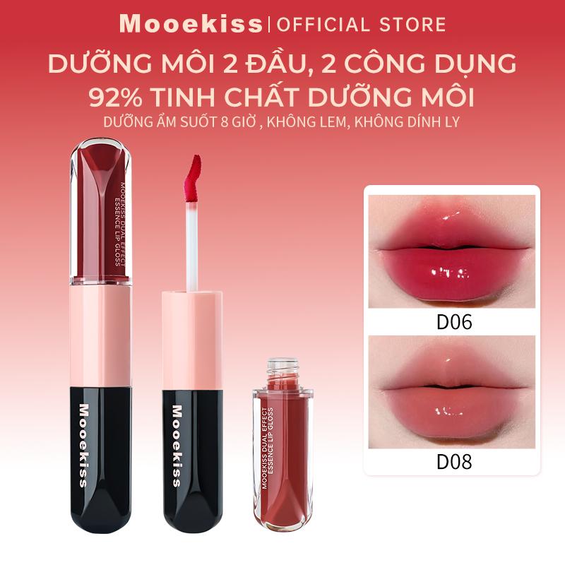 Son Môi kem hai đầu Mooekiss, Thiết kế hai đầu, đa năng trong một thỏi, vừa lì vừa bóng, 92% thành phần là tinh chất dưỡng, giữ ẩm suốt 8 tiếng, không lem không dính cốc hiệu ứng kép 6ML