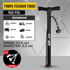Pompa Angin Ban Sepeda dan Motor Kompa Speda Meter Tekanan Manual Dual Pentil Alloy