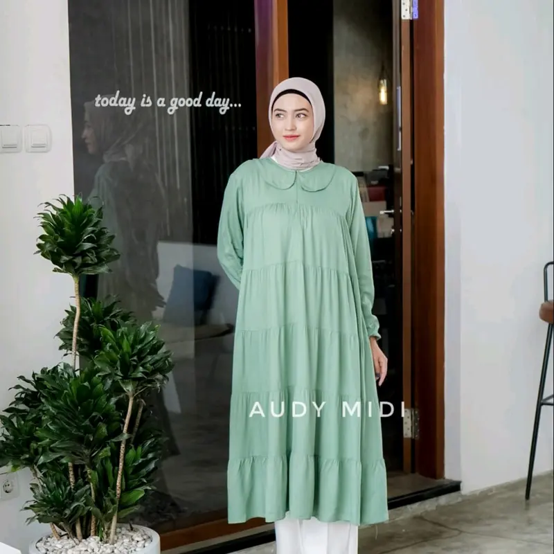 Audy long  tunik polos rayon twil busui friendly by yayuku tunik susun mayung Cantik 6