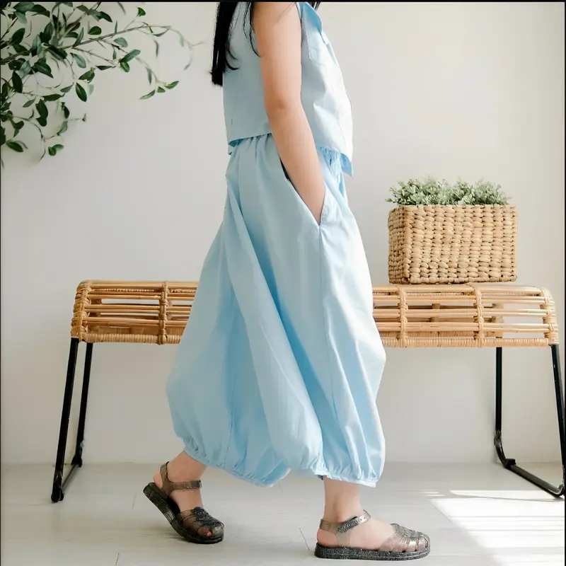 OLIVIA SET 3-12 TAHUN SETELAN ANAK PEREMPUAN POLOS KATUN LINEN 5