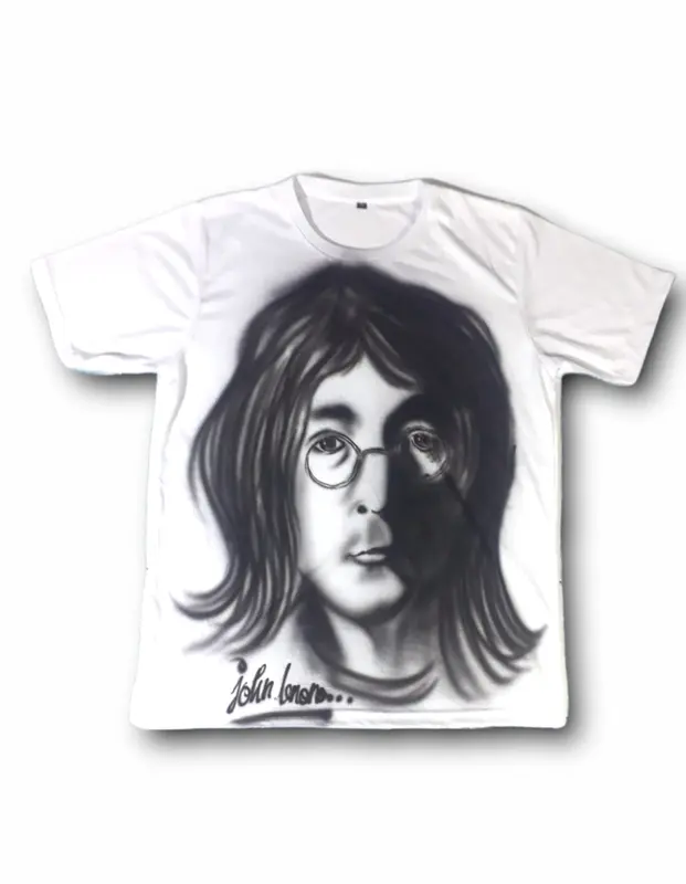 Mangap T Shirt John Lennon Airbrush Combed Custom Kaos Lokal Pria Oblong Distro Polos Surfing Keren 1