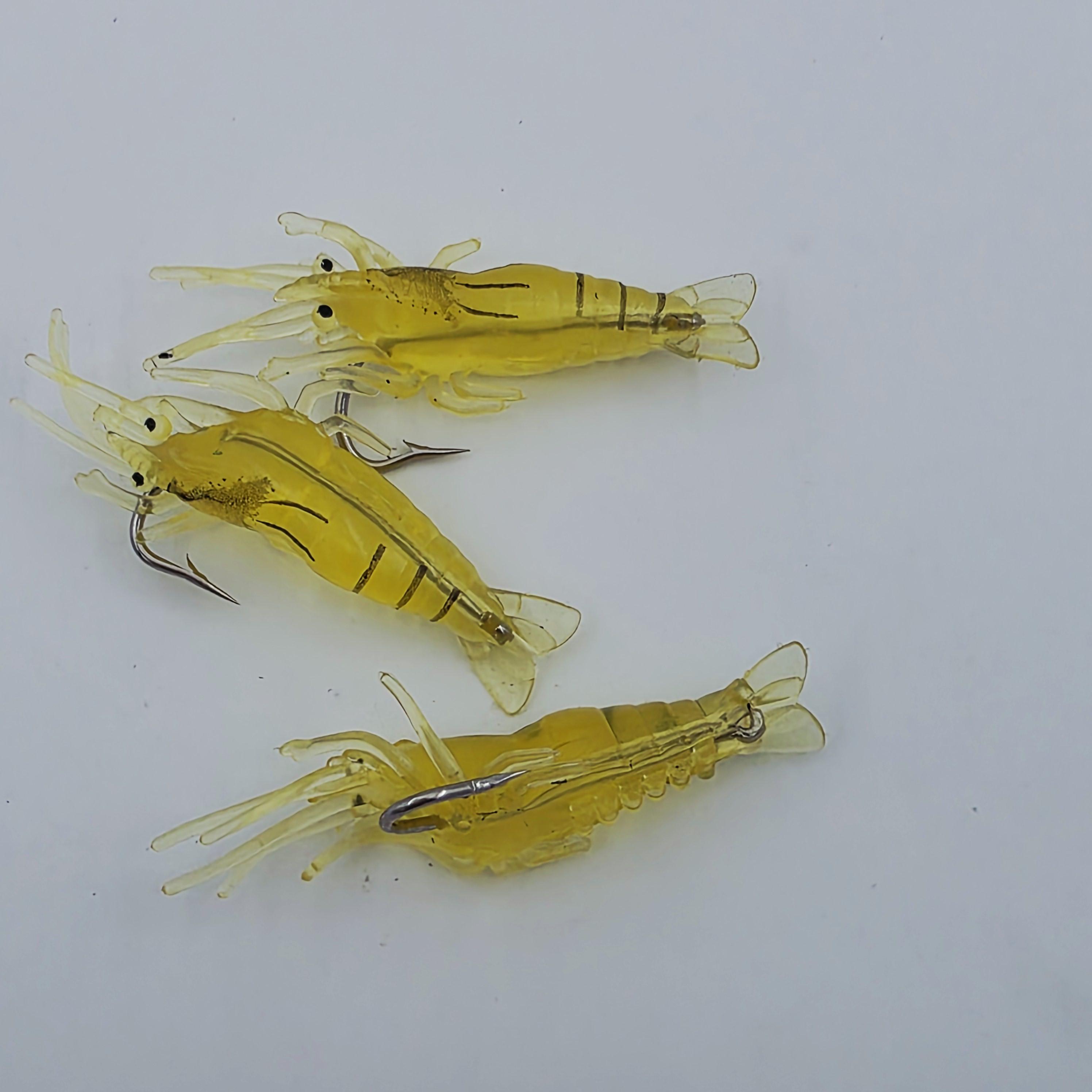 10Pcs Soft Lure Umpan Udang Tiruan 4cm Bahan Silikon Lembut Dengan Kail Stainless Bercahaya untuk Pancing Laut dan Air Tawar Tahan Gigitan Kualitas Premium Ready Stock COD Cepat Kirim Garansi Produk Original