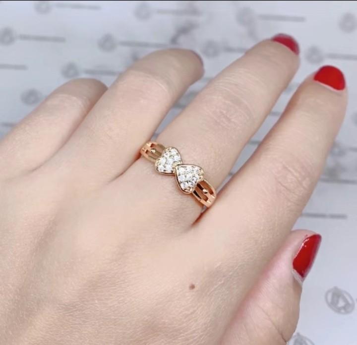 Cincin Titanium Gold Tahan lama Elegan Cincin Wanita Terbaru motif Pita Rings Emas