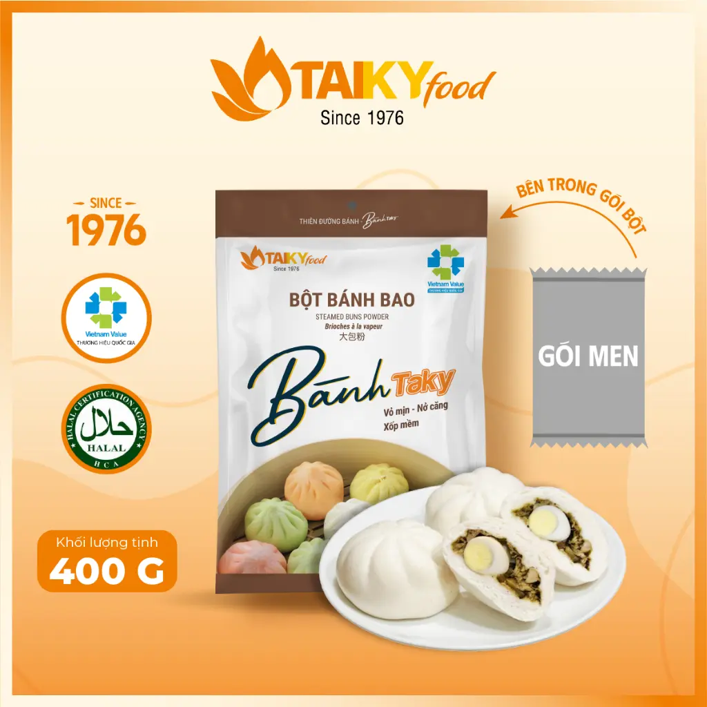 Bột bánh bao Tài Ký có sẵn men nở gói 400g - Sản phẩm Việt Nam chính hãng