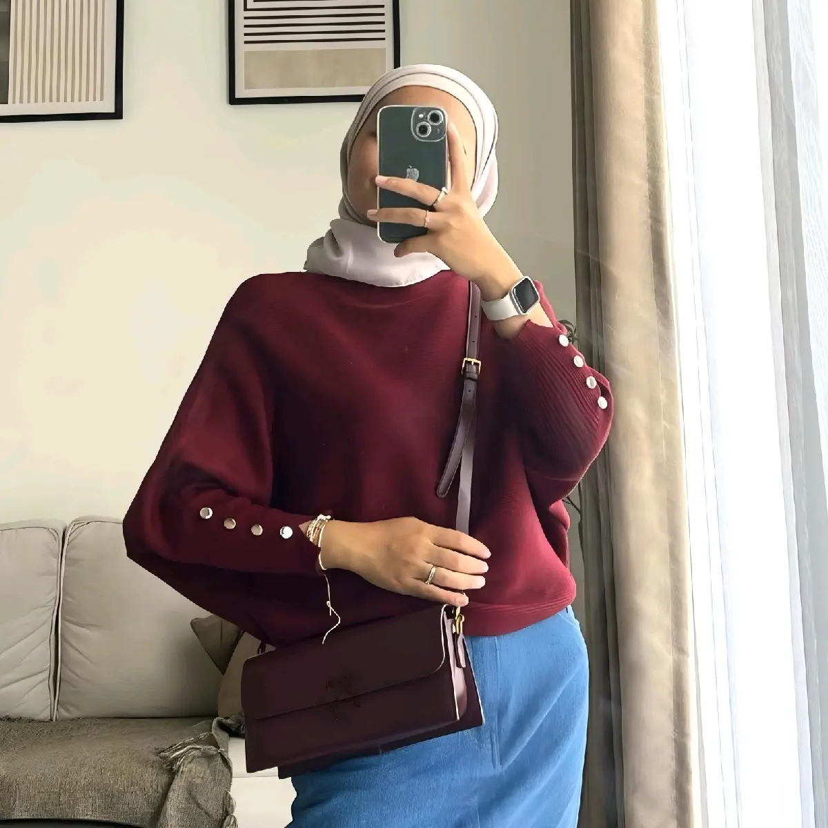 knitted inara blouse oversize batwing Baju wanita Nyaman Knitwear Outer Atasan Sweater Panjang