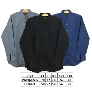 Kemeja polos formal casual pria dewasa lengan panjang warna lengkap