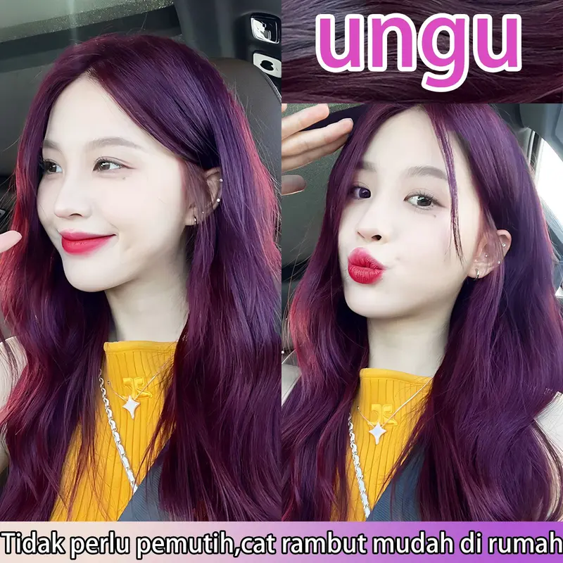 【Menutup uban】Cat rambut ungu hitam 200ML Tidak perlu pemutih(semir rambut ungu,cat rambut ungu,cat rambut purple,shampoo pewarna rambut,pemutih,hair color,warna rambut,ash grey hair colour,bremod milk tea ash,semir rambut warna biru,cat rambut abu abu) 0