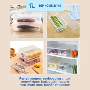 Top Homeliving Set 5PCS Toples Food Grade Wadah Kulkas Transparan untuk Penyimpanan Makanan Sayur/Buah/Ikan Serbaguna Biru Kuning Bebas BPA Bisa Digunakan Dalam Microwave dan Freezer - Putih, Plastic