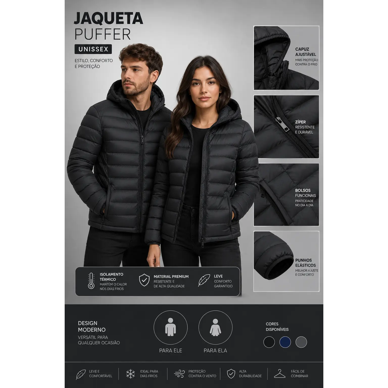Jaqueta Bobojaco Feminina em Nylon – Elegância e Proteção Contra o Frio