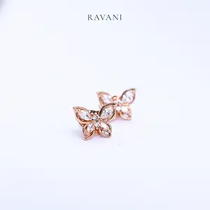 Ravani Indonesia Citra Earring - Anting Tusuk Wanita Rhodium Rose Gold Kupu Kupu Elegan Tahan Karat
