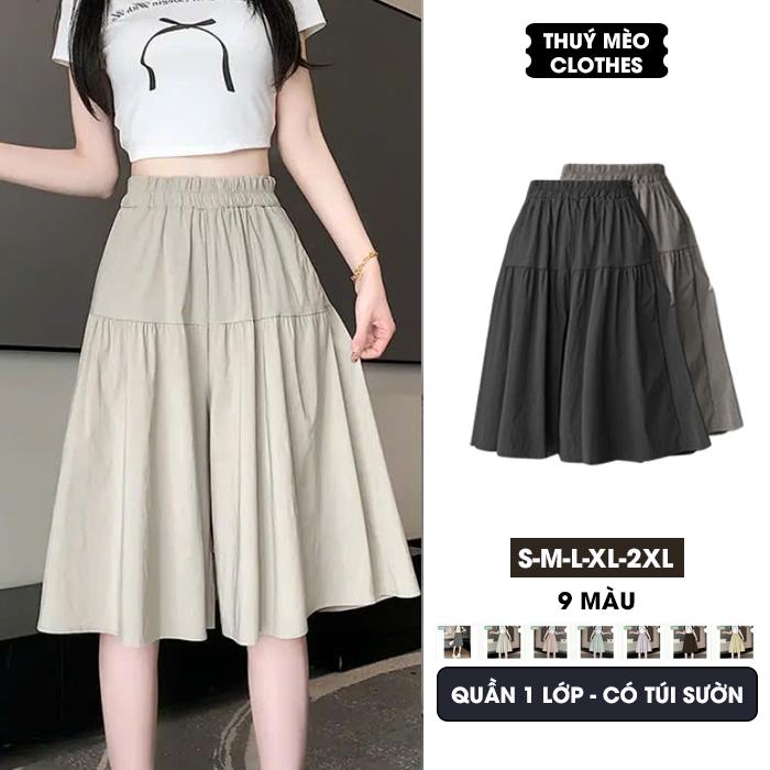 Quần lửng nữ ống rộng, thiết kế nhún 2 tầng bèo xinh xắn. Dễ mặc. Chất liệu đũi gió mềm mát. Có big size. Quần mặc mùa hè, mùa thu, mùa xuân. Nhung