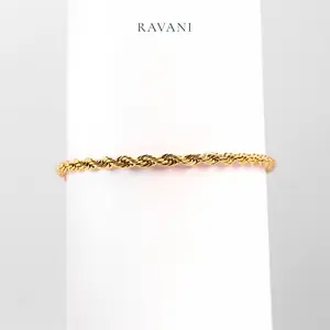 Ravani Indonesia Cahya Bracelet - Gelang Stainless Steel Rope Gold Simple Tahan Karat