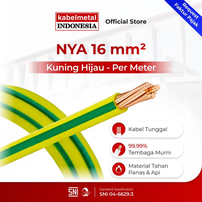 Gambar Kabel Metal - Kabel NYA 16 mm Kuning Hijau Per Meter Grounding KMI SNI dari Kabelmetal Indonesia Kota Administrasi Jakarta Timur Tokopedia