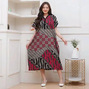 Daster Lowo/Kelelawar.       ,                     Busui Kancing Depan, Bahan Shantung Rayon, - Casual, Midi, Wanita, Dress, Formal, Pendek