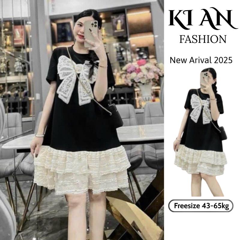 VÁY BẦU KI AN VB 57115 Váy bầu tiểu thư babydoll phối chân xòe váy bầu chất cotton loại 1 thoáng mát đầm bầu freesize Nữ Dress Women Voi