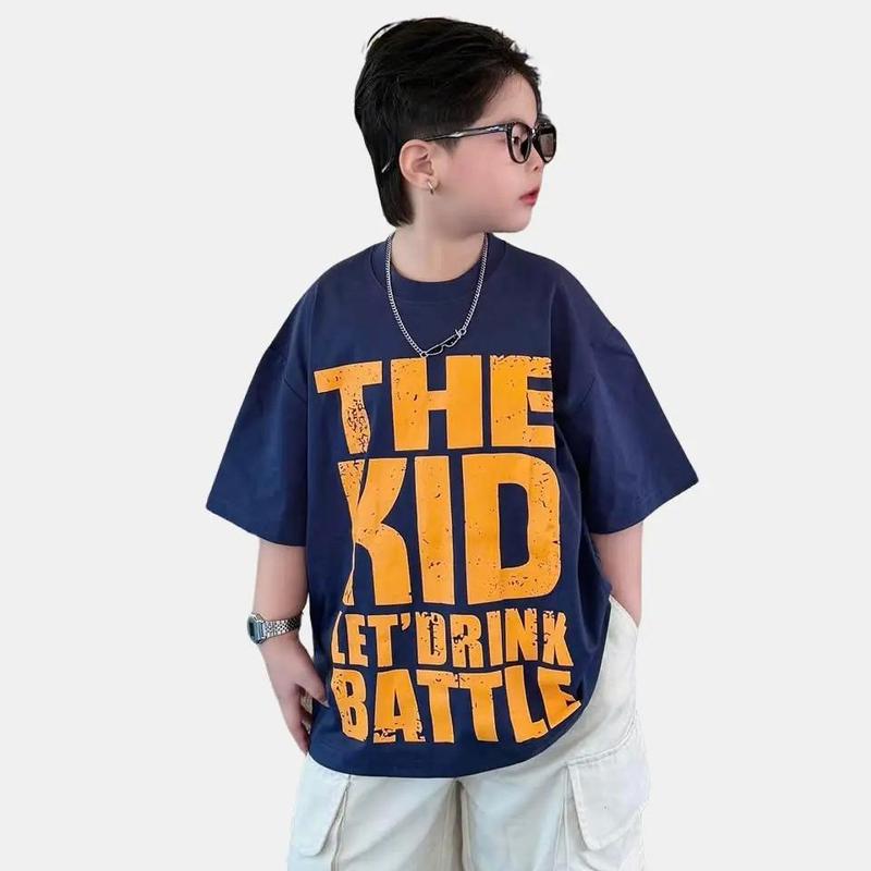   Khách chọn theo chiều cao,phom rộng  Áo thun cộc tay cho bé họa tiết in chữ to nổi bật,áo tay ngắn kiểu dáng hàn quốc cho bé size 17-53kg B0058 