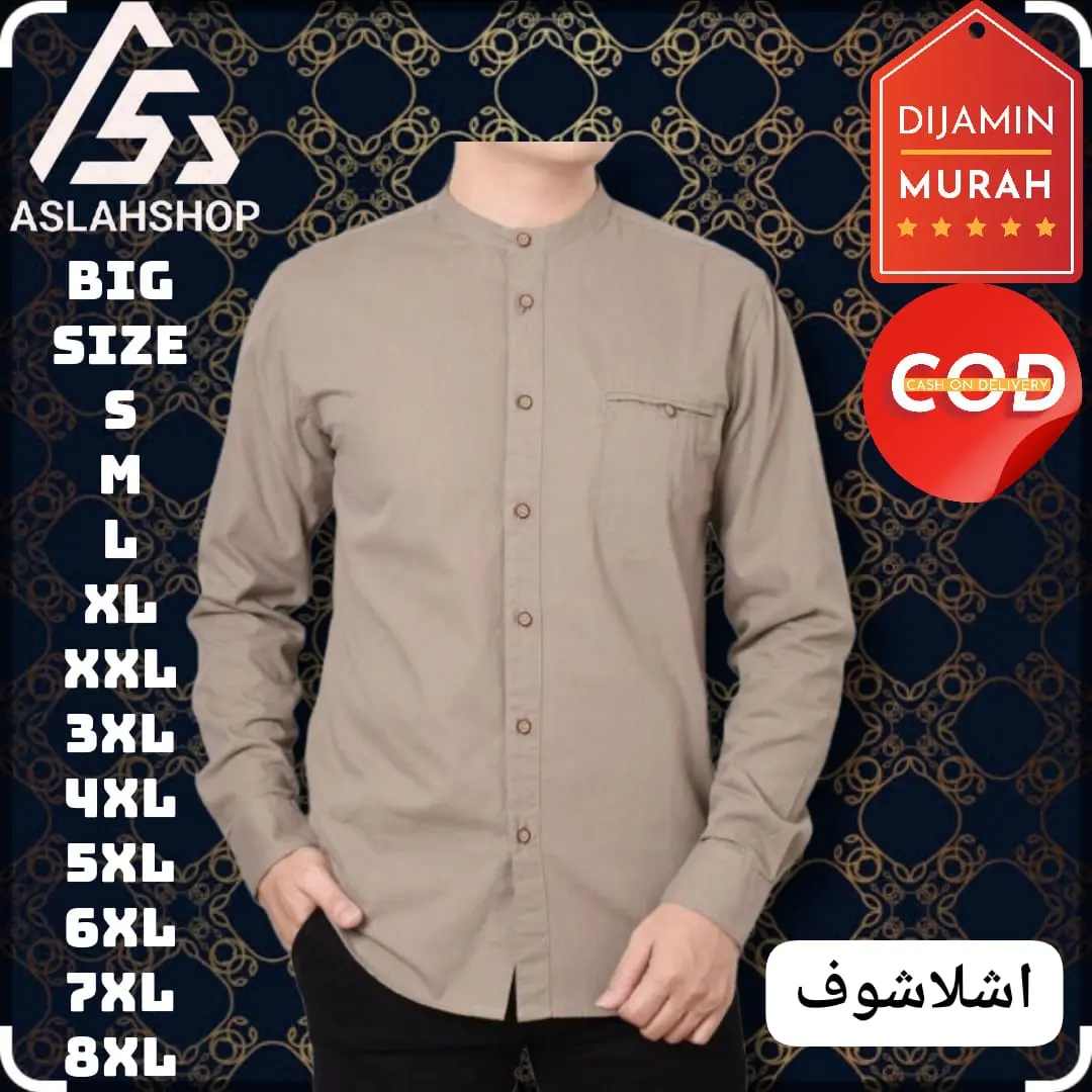 BAJU KEMEJA KOKO KEMKO PRIA LENGAN PANJANG SANGHAI KANCING FULL BEST SELLER JUMBO 5XL