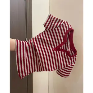 kaos v neck stripe slim lengan pendek atasan kekinian musim panas terlaris korean style casual wanita