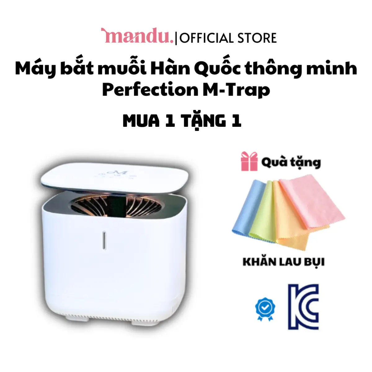 Máy bắt muỗi Hàn Quốc thông minh Perfection M-Trap, chuẩn KC an toàn, đèn LED, không ồn, không mùi