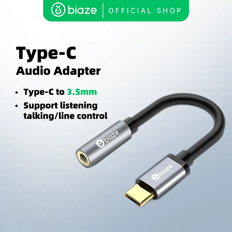 【COD】Biaze Type-C to 3.5mm Audio Adapter headphone audio cable Android phone USB C converter earphone suitable for Redmi oppo vivo Xiaomi 14/13/12x Huawei P50/mate60Pro/50 Cellphone Smartphone