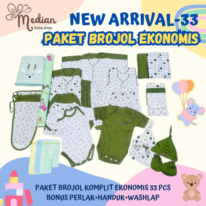 NEW ARRIVAL - PAKET BROJOL 33 Pcs SUPER LENGKAP EKONOMIS Melahirkan Bayi Baru Lahir Set kado Lembut Nyaman 3
