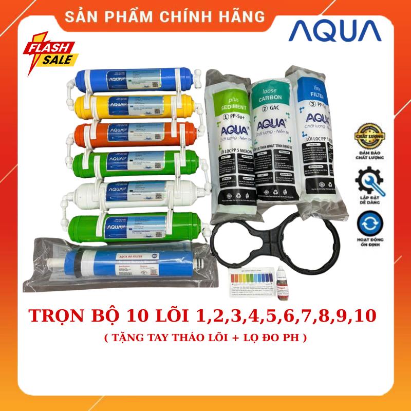 TRỌN BỘ 10 LÕI LỌC NƯỚC AQUA BAO GỒM LÕI LỌC THÔ 123 LÕI 4 RO VÀ LÕI CHỨC NĂNG 5678910 THAY THẾ TẤT CẢ CÁC DÒNG MÁY LỌC NƯỚC