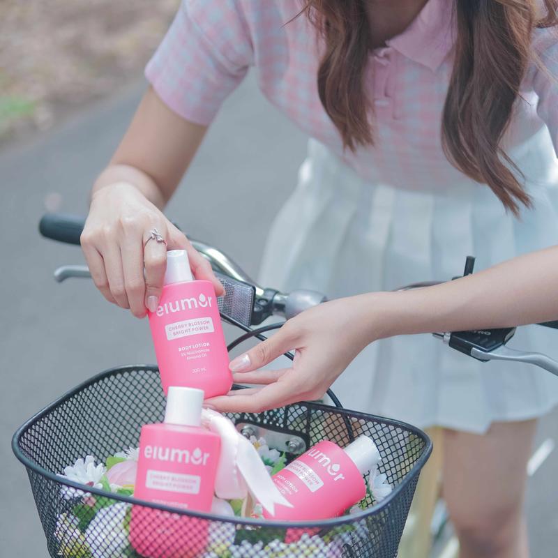 New Product! Elumor Body Lotion Cherry Blossom Bright Power 200ml | Body Lotion Whitening Kulit Kering Kusam 8