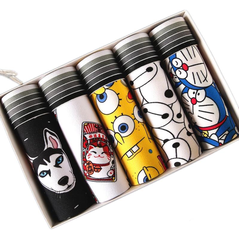 ComBo 5 quần sịp nam hoạt hình boxer dáng hàn hình cute bắt mắt,vải thun mát dầy mềm mịn thoáng khí PM26A Quần Boxer Nhung Menswear Cotton