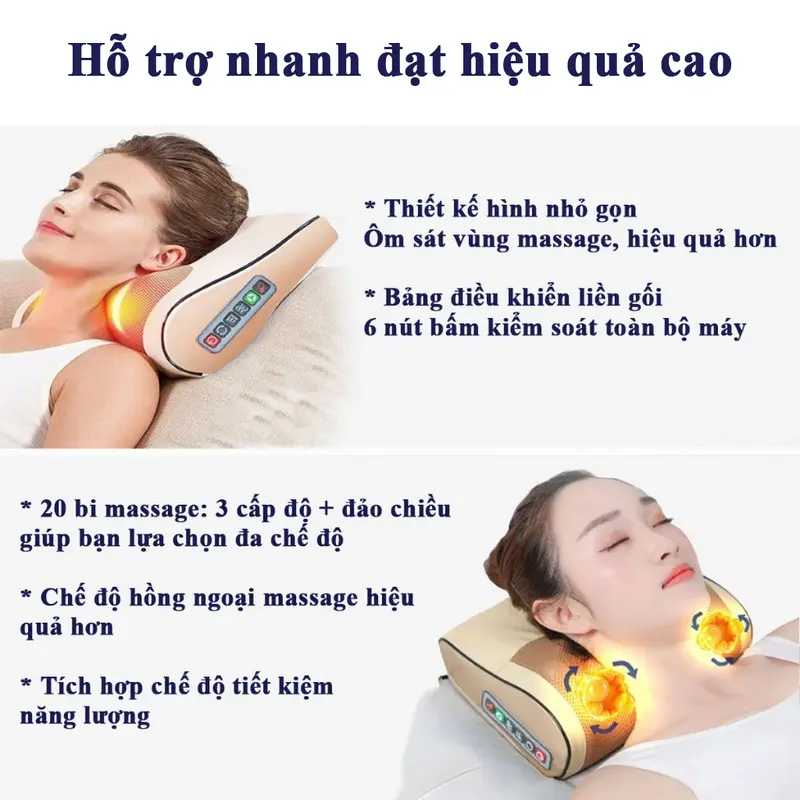 Máy Massage Cổ Vai Gáy Hồng Ngoại 20 Bi Xoay, Gối Matxa Đa Năng 3 Cấp Độ Có Đảo Chiều 3