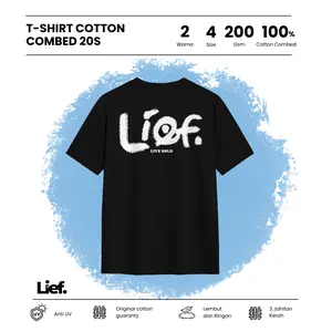 Lief - Sketch Bold Kaos Unisex Regular Hitam & Putih Cotton Combed 20S