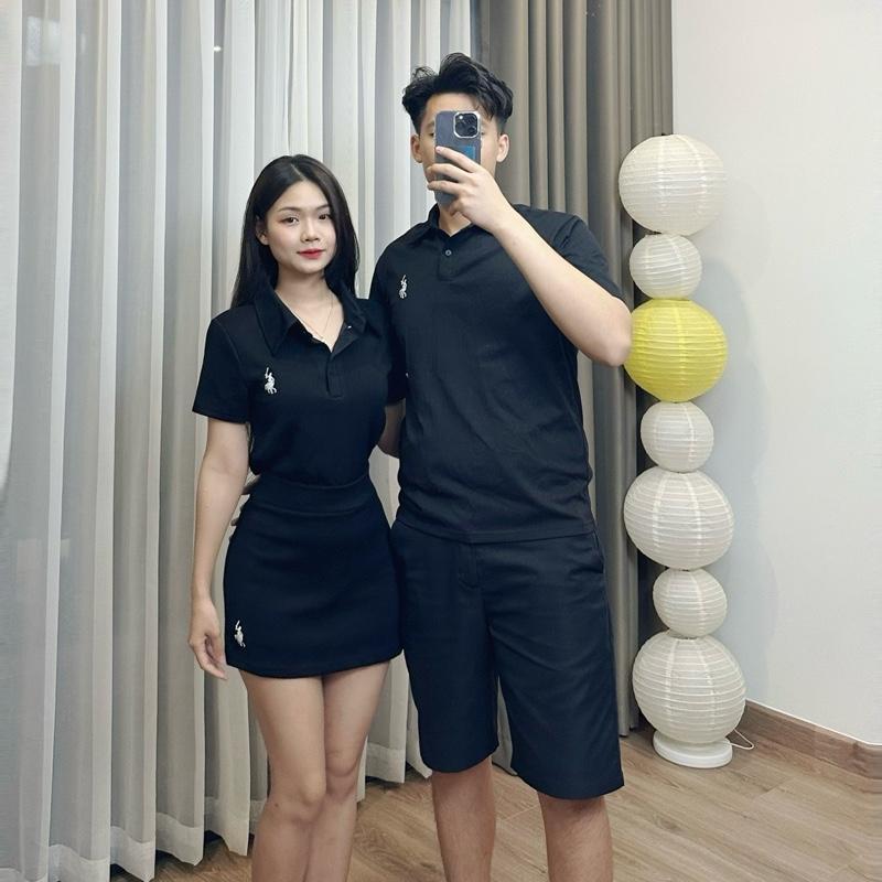 S - 52 GIÁ CẶP Set đồ đôi nam nữ couple nam nữ set váy polo kèm chân váy thêu ngựa dáng ôm và áo nam polo cổ bẻ với người yêu mùa hè đồ cặp nam nữ sang chanh