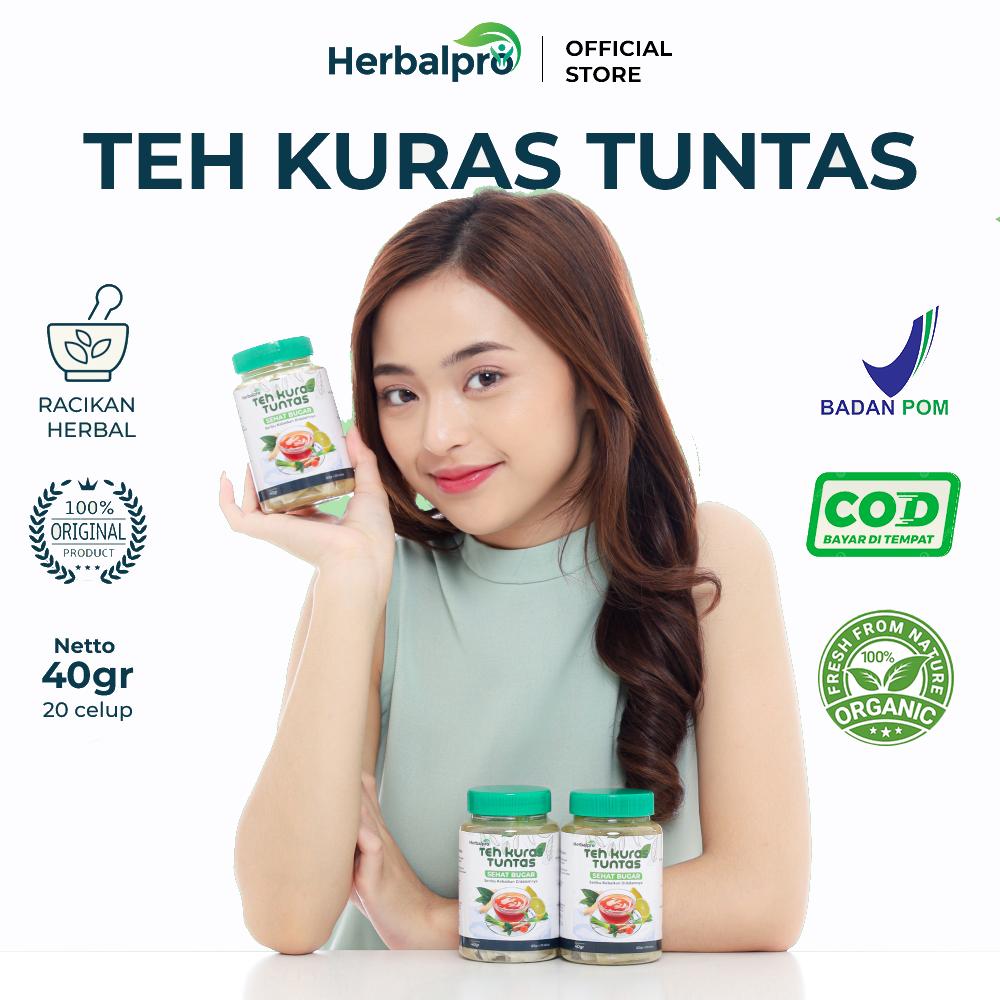 [PROMO BELI 2 GRATIS 1] HerbalPro Teh Kuras Tuntas Original 1 Botol Isi 20 Kantung Teh Detox Usus | KUR