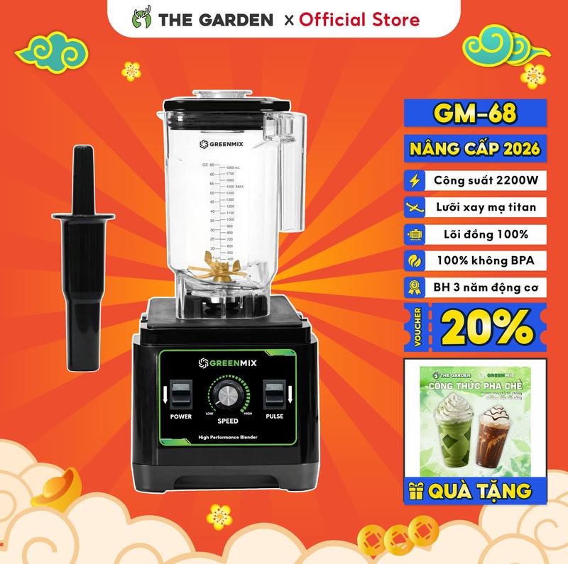 Máy xay sinh tố công nghiệp THE GARDEN x GREENMIX công suất 2200W, máy xay đá chuyên dụng, Bảo hành 36 tháng