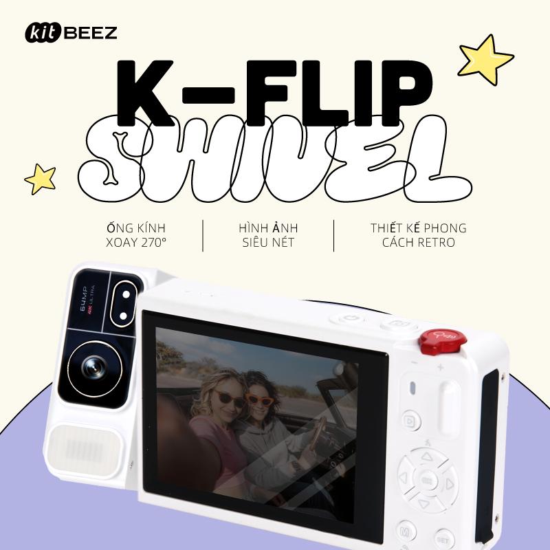 【KiTBEEZ K-FLIP】 4K Máy Ảnh Kỹ Thuật Số 64MP | Zoom 18X | Xoay 270° | Máy Ảnh…