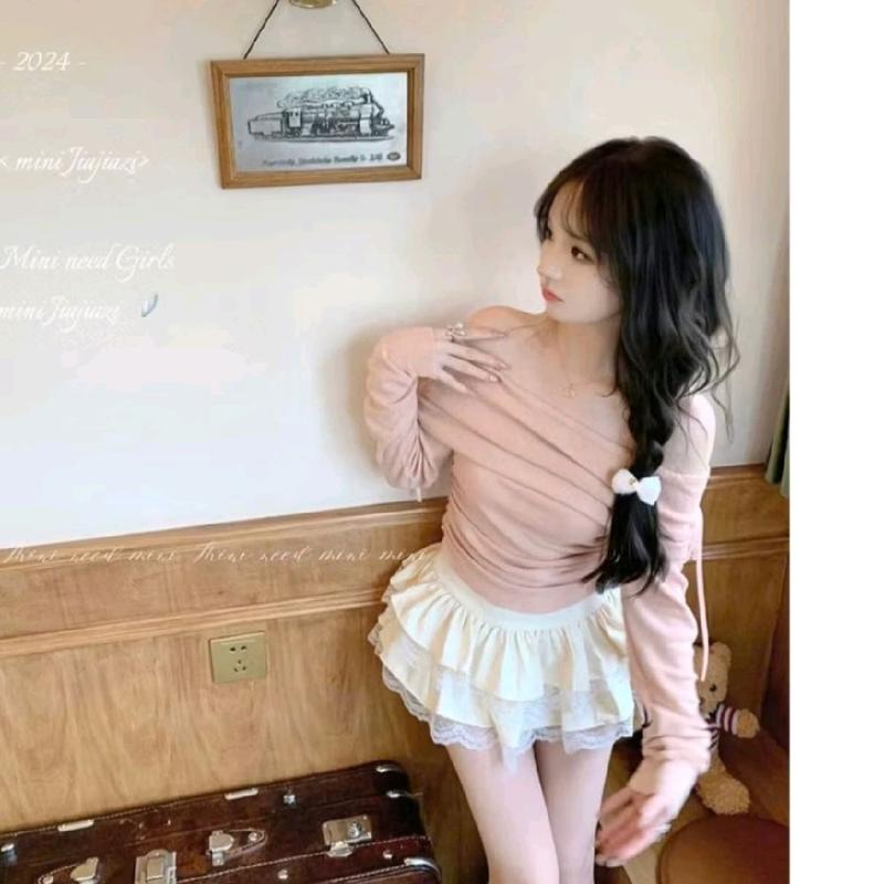 Set Váy 2 Tầng Baby 2  Món Đính Nơ Chun Eo mix Chân Váy Umi 2 Tầng Viền Ren 0
